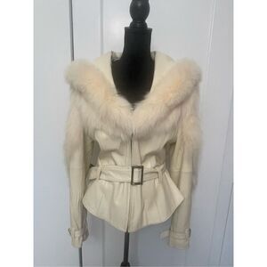 Leather Jacket with Fox Fur